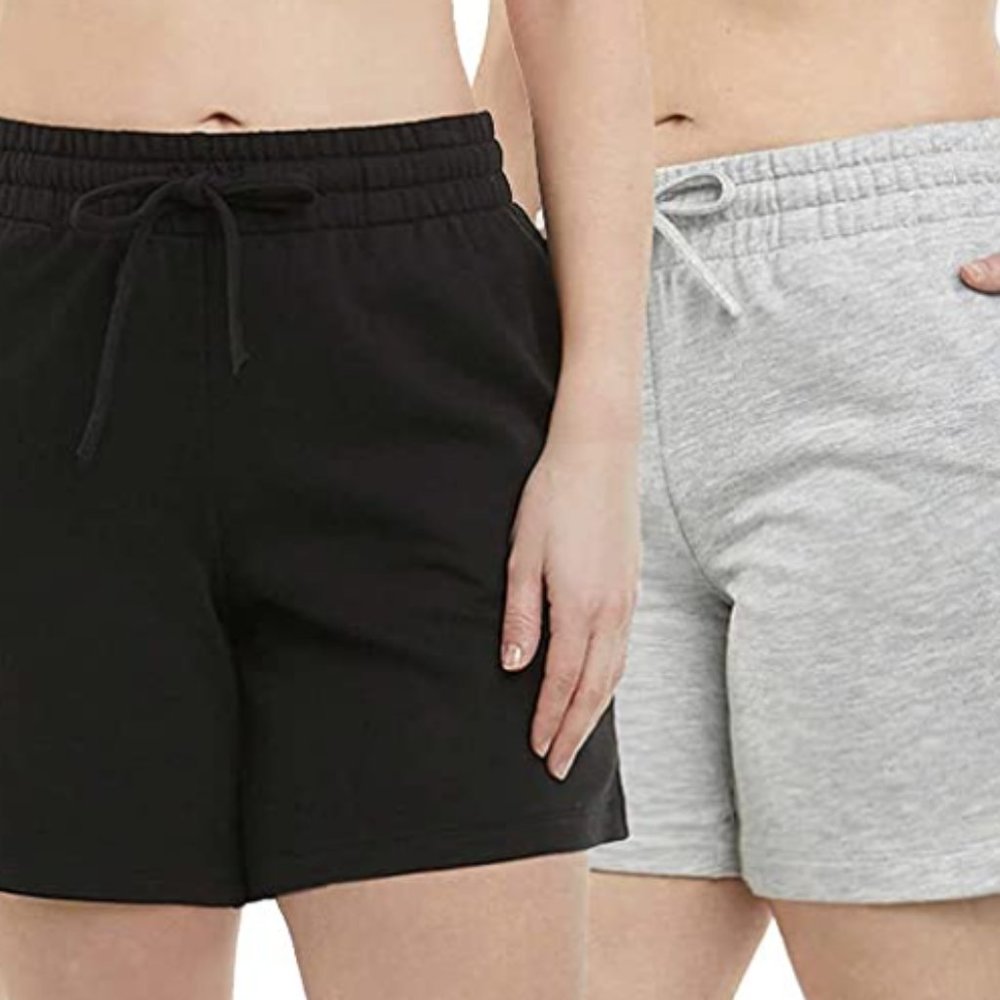 Danskin Womens 2-pack Soft Active Shorts Black and gray Size M, L